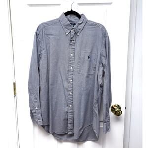 Ralph Lauren Button Down Shirt 100% Yarmouth Cotton Navy White Men's 16 34/35